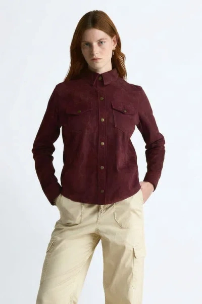 Furniq Uk Juliet Suede Shirt In Burgundy