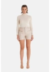 Furniq Uk Leather Fashion Short In Neutral