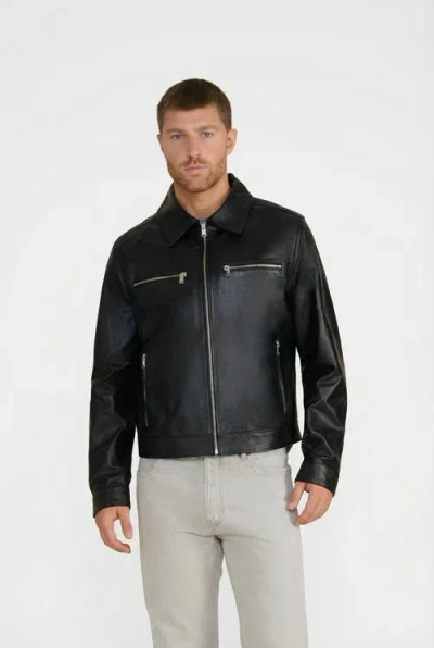 Furniq Uk Lennox Nappa Leather Jacket In Black
