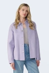 Furniq Uk Llc Frankie Leather Shirt Jacket In Purple
