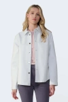 Furniq Uk Llc Frankie Leather Shirt Jacket In White