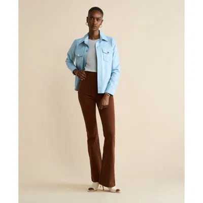 Furniq Uk Llc Leather Shirt Jacket In Blue