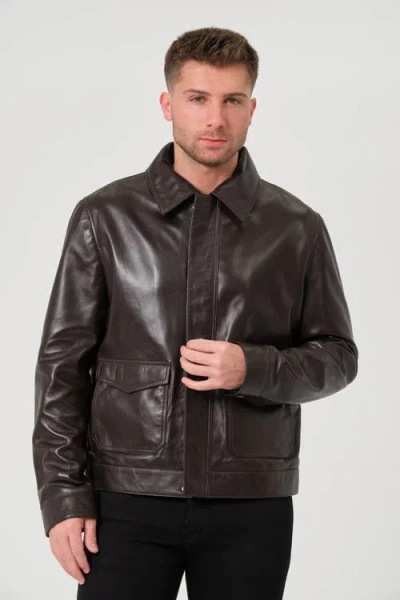Furniq Uk Maddox Leather Jacket In Brown