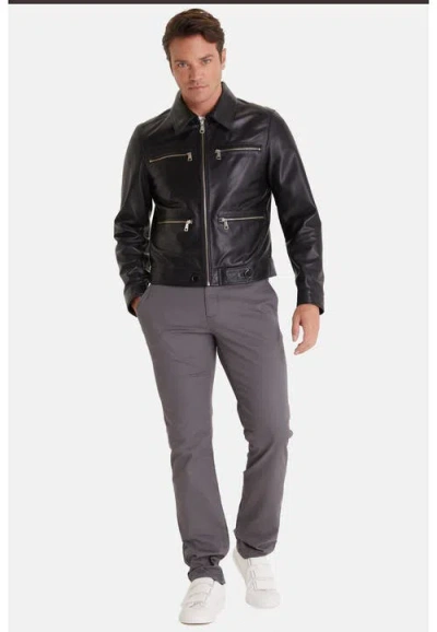 Furniq Uk Marcus Leather Jacket In Black