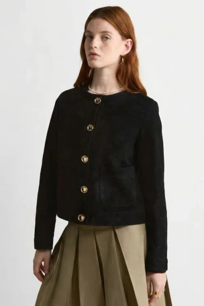 Furniq Uk Margot Suede Jacket In Black