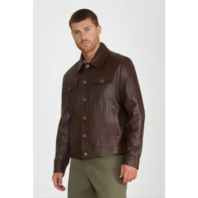 Furniq Uk Oliver Leather Jacket In Brown