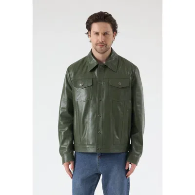 Furniq Uk Oliver Leather Jacket In Green