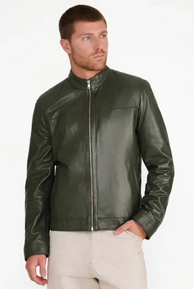 Furniq Uk Otis Racer Leather Jacket In Black