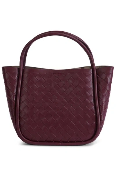 Furniq Uk Portland Woven Leather Top Handle Bag In Burgundy