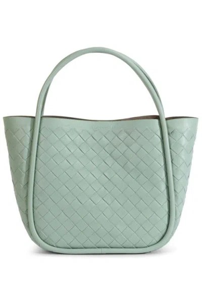 Furniq Uk Portland Woven Leather Top Handle Bag In Green