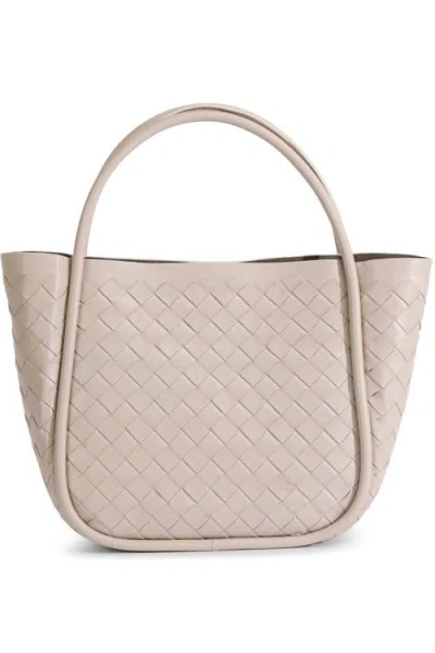 Furniq Uk Portland Woven Leather Top Handle Bag In Sand