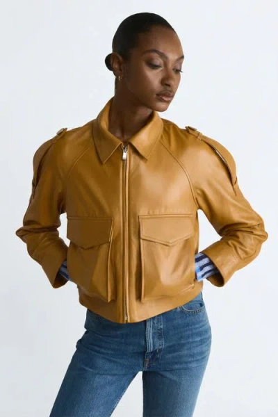 Furniq Uk Rose Leather Jacket In Brown