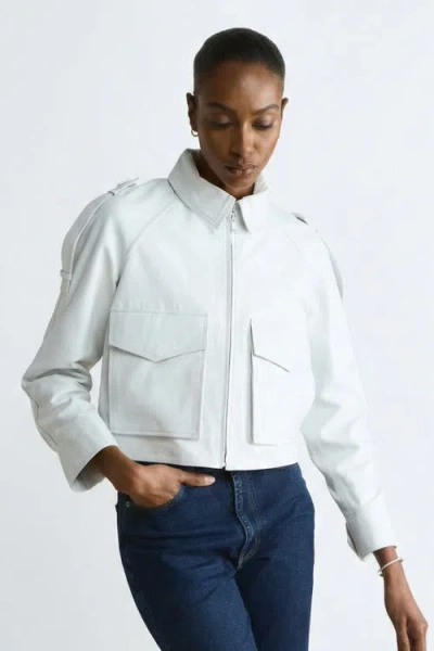 Furniq Uk Rose Leather Jacket In White