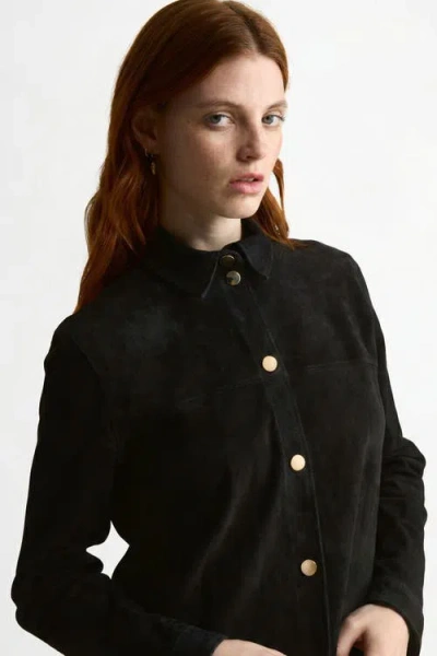 Furniq Uk Sabine Suede Shirt In Black