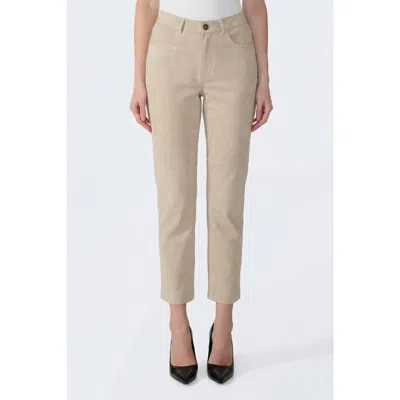 Furniq Uk Suede Trousers In Neutral