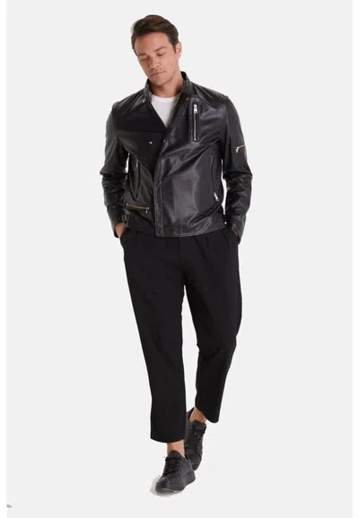 Furniq Uk Tobias Leather Jacket In Black