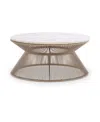 Furniture Biscayne 38" Wood With Travertine Insert Rope Cocktail Table In Malabar With Alabaster Fronts