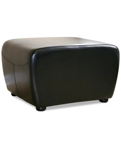 Furniture Blayne Leather Ottoman In Black