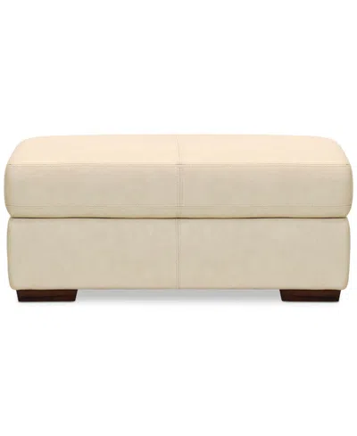 Furniture Closeout! Ashlinn 43" Pastel Leather Storage Ottoman, Created For Macy's In Butter Yellow