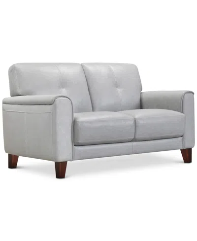 Furniture Closeout! Ashlinn 61" Tufted Pastel Leather Loveseat, Created For Macy's In Grey Mist