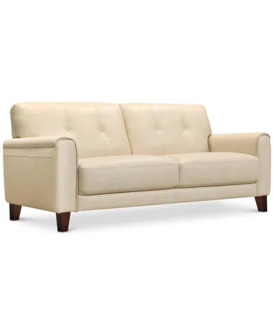 Furniture Closeout! Ashlinn 81" Tufted Pastel Leather Sofa, Created For Macy's In Butter Yellow