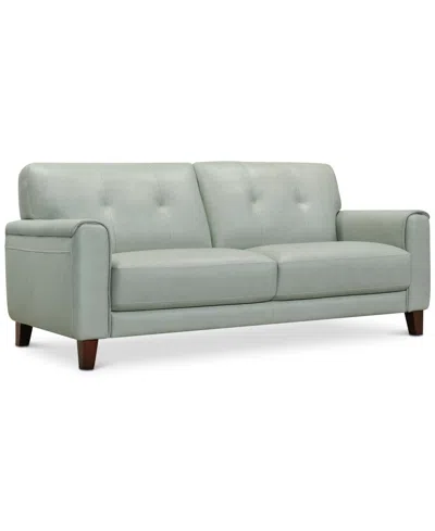 Furniture Closeout! Ashlinn 81" Tufted Pastel Leather Sofa, Created For Macy's In Mint Green