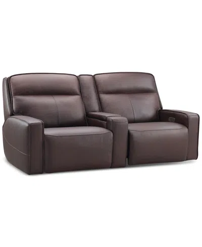Furniture Closeout! Dextan Leather 3-pc. Sofa With 2 Power Recliners And 1 Usb Console, Created For Macy's In Brown