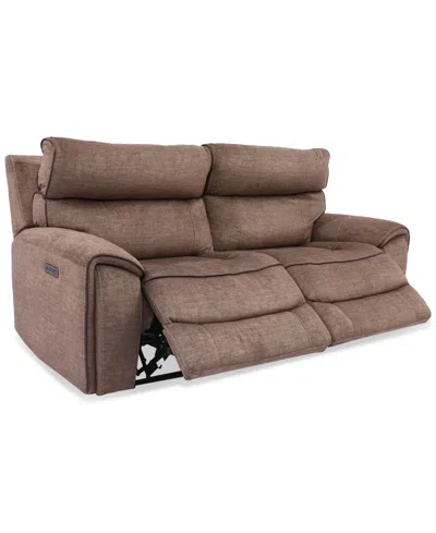 Furniture Hutchenson 2-pc. Fabric Sectional With 2 Power Headrests In Chocolate Brown