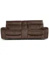 Furniture Closeout! Hutchenson 3-pc. Fabric Sectional With 2 Power Recliners, Power Headrests And Console In Chocolate Brown