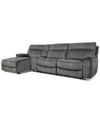 Furniture Closeout! Hutchenson 4-pc. Fabric Chaise Sectional With 2 Power Recliners, Power Headrests And Conso In Charcoal Moss