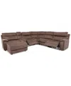 Furniture Hutchenson 6-pc. Fabric Chaise Sectional With 2 Power Recliners And Console In Chocolate Brown