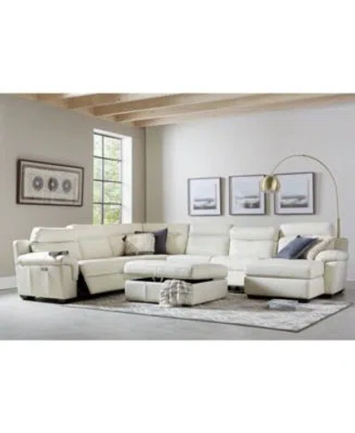 Furniture Julius Ii Leather Power Reclining Sectional Sofa Collection With Power Headrests Usb Power Outlet Cr In Dark Taupe