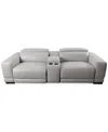 Furniture Closeout! Krofton 3-pc. Beyond Leather Fabric Sofa With 2 Power Motion Recliners And 1 Console, Crea In Fog