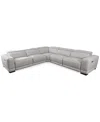 Furniture Closeout! Krofton 5-pc. Beyond Leather Fabric Sectional With 3 Power Motion Recliners, Created For M In Fog