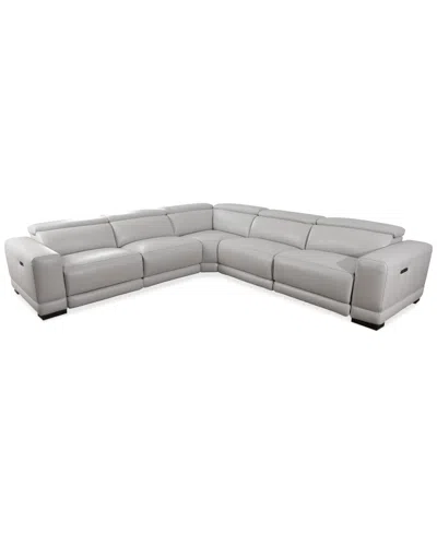 Furniture Closeout! Krofton 5-pc. Beyond Leather Fabric Sectionals With 2 Power Motion Recliners, Created For In Fog
