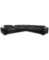 Furniture Closeout! Krofton 6-pc. Beyond Leather Fabric Sectional With 2 Power Motion Recliners And 1 Console, In Blackberry