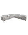 Furniture Closeout! Krofton 7-pc. Beyond Leather Fabric Sectional With 3 Power Motion Recliners And 2 Consoles In Fog