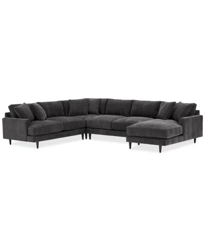 Furniture Closeout! Mariyah Fabric 4-pc. Sectional With Chaise, Created For Macy's In Storm