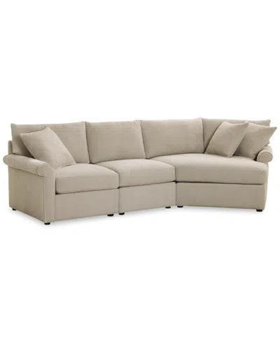 Furniture Closeout! Wrenley 131" 3-pc. Fabric Modular Cuddler Chaise Sectional Sofa, Created For Macy's In Dove