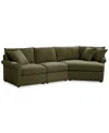 Furniture Closeout! Wrenley 131" 3-pc. Fabric Modular Cuddler Chaise Sectional Sofa, Created For Macy's In Olive