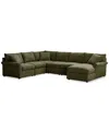 Furniture Closeout! Wrenley 131" 6-pc. Fabric Modular Sectional Chaise Sofa, Created For Macy's In Olive