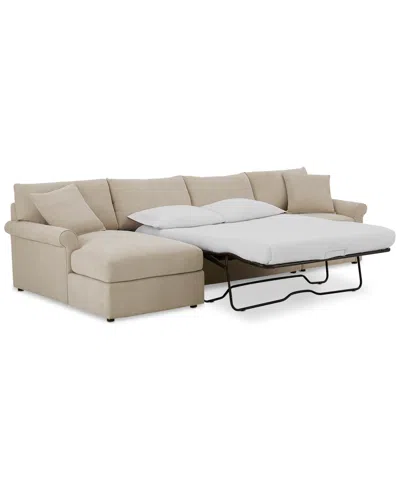 Furniture Closeout! Wrenley 134" 3-pc. Fabric Sectional Chaise Sleeper Sofa, Created For Macy's In Dove