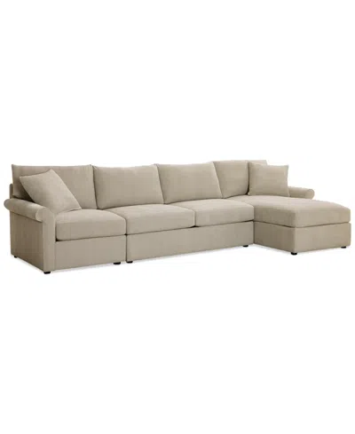 Furniture Closeout! Wrenley 134" 3-pc. Fabric Sectional Chaise Sofa, Created For Macy's In Dove