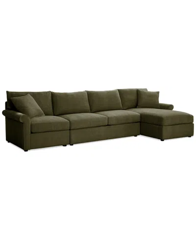 Furniture Closeout! Wrenley 134" 3-pc. Fabric Sectional Chaise Sofa, Created For Macy's In Olive