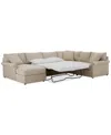 Furniture Closeout! Wrenley 138" 3-pc. Fabric Sectional Chaise Sleeper Sofa, Created For Macy's In Dove