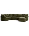 Furniture Closeout! Wrenley 138" 3-pc. Fabric Sectional Chaise Sofa, Created For Macy's In Olive