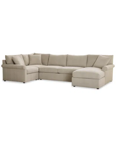Furniture Closeout! Wrenley 138" 4-pc. Fabric Modular Chaise Sectional Sofa, Created For Macy's In Dove