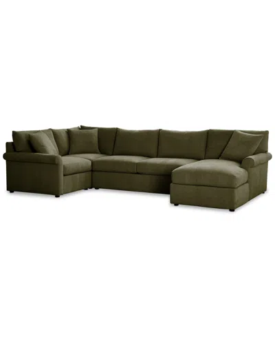 Furniture Closeout! Wrenley 138" 4-pc. Fabric Modular Chaise Sectional Sofa, Created For Macy's In Olive