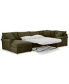 Furniture Closeout! Wrenley 138" 4-pc. Fabric Modular Chaise Sleeper Sectional Sofa, Created For Macy's In Olive