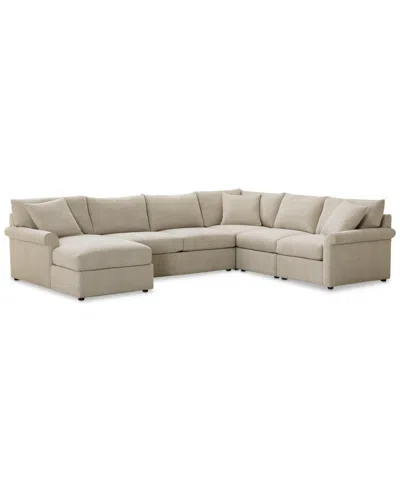 Furniture Closeout! Wrenley 138" 5-pc. Fabric Modular Chaise Sectional Sofa, Created For Macy's In Dove